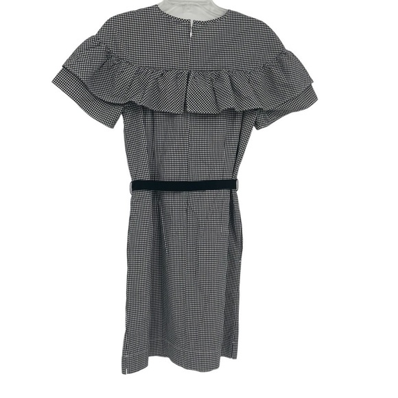 J. Crew NWT Edie Gingham Dress Womens Size 4 tall Black White Check Ruffle - Picture 2 of 11